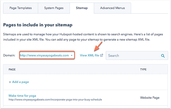 HubSpot Sitemap