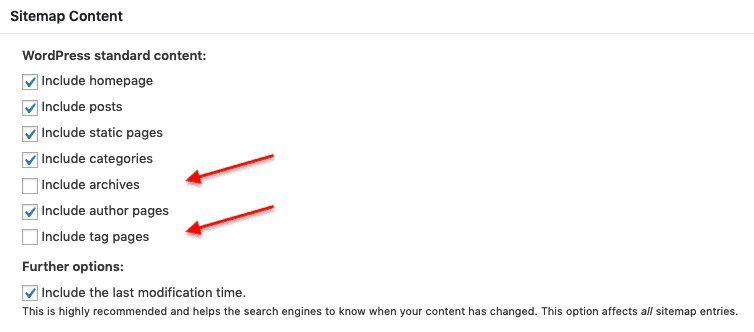 XML Sitemap Settings