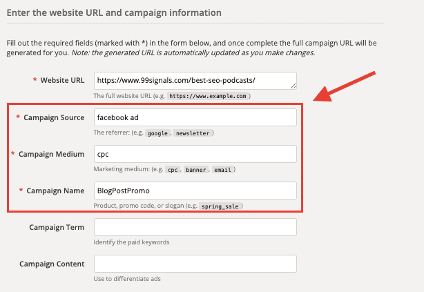 Campaign URL Builder - FB Ads