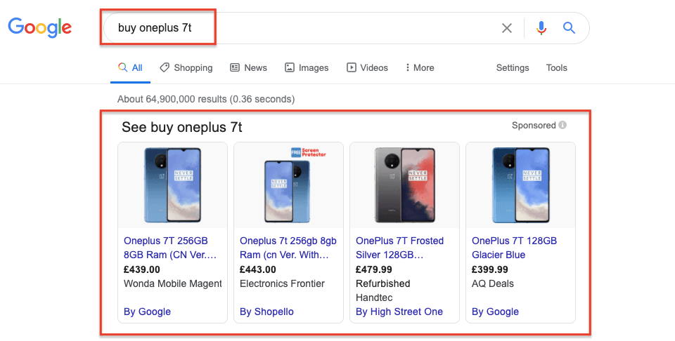 Google Shopping Results