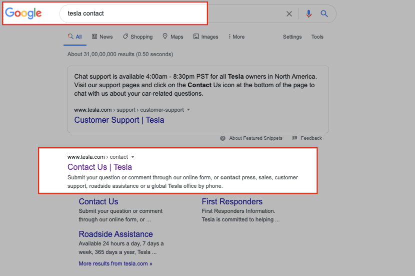 Navigational Search Intent Example