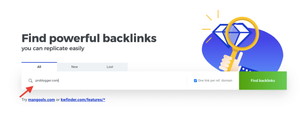 Mangools LinkMiner - Search