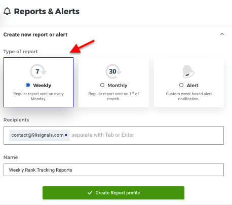 Mangools - Reports and Alerts