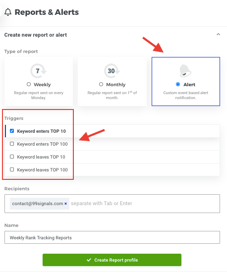 Mangools - SERPWatcher Alerts