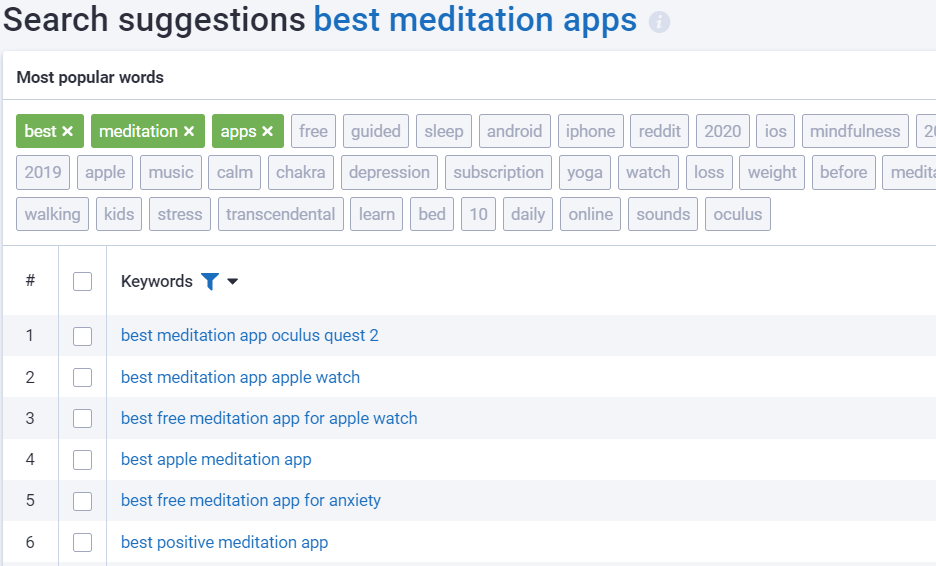 Serpstat: Search Suggestions