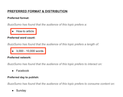 BuzzSumo Content Brief Highlights