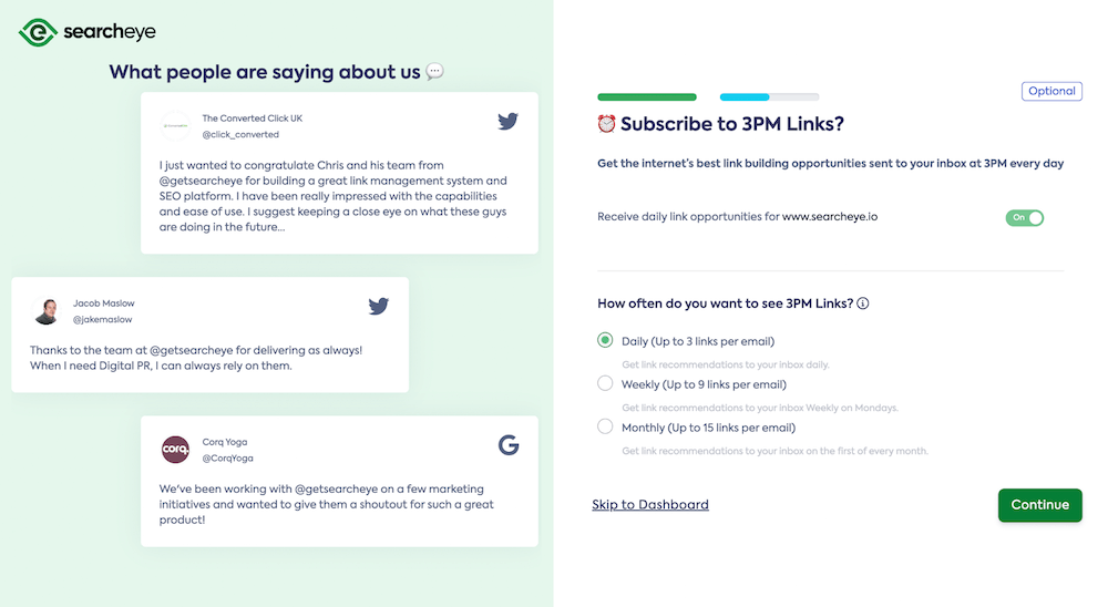 SearchEye Settings SearchEye Settings