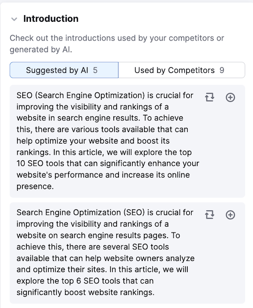 ContentShake Intro Suggestions ContentShake Intro Suggestions