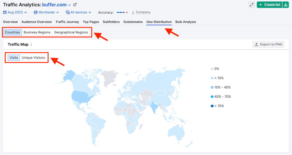 Semrush - Geo Distribution Traffic Map