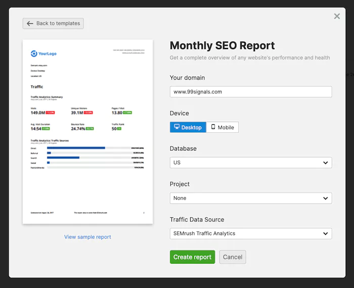 Semrush SEO Report Templates