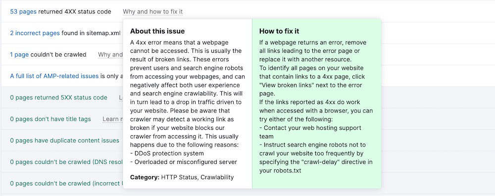 Semrush Site Audit Issues - SEO Traffic