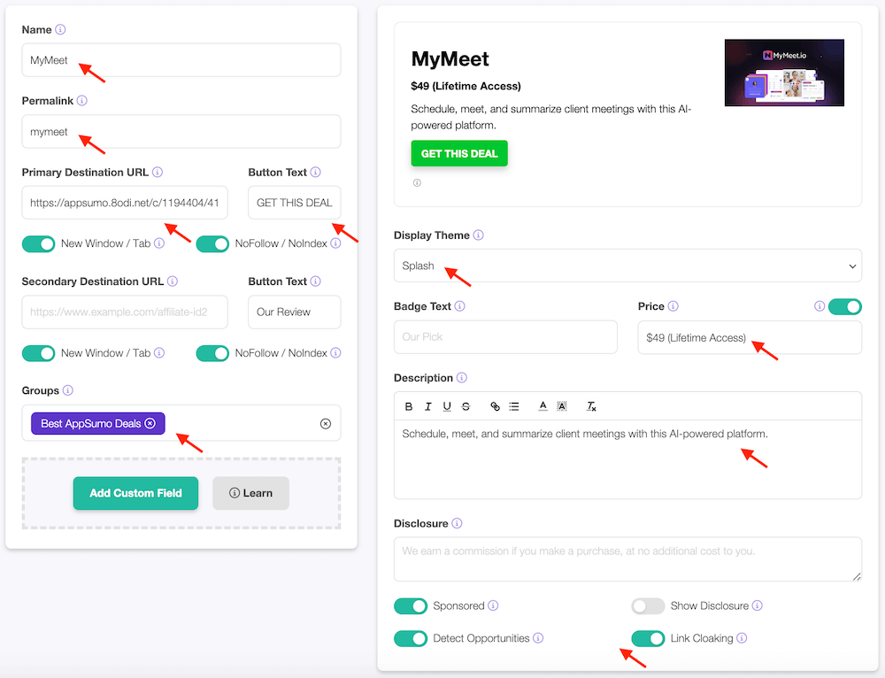 Lasso - Link Details Page