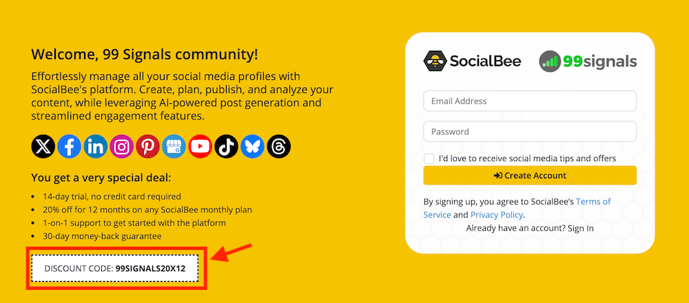 SocialBee Discount Offer