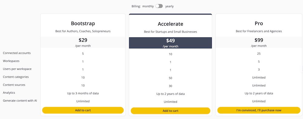 SocialBee Pricing Plans
