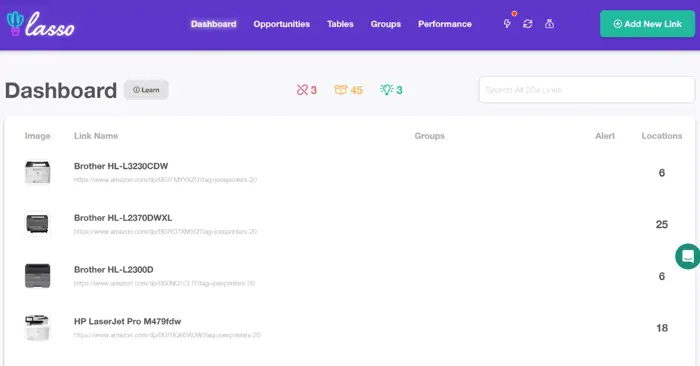 Lasso Link Dashboard