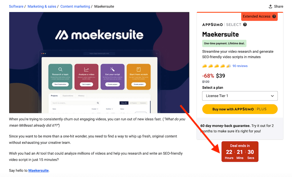 AppSumo Review - Deals Ending Soon (Example)