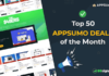 Featured graphic for 99signals roundup: Top 50 AppSumo Deals of the Month. Highlights lifetime software deals available on AppSumo, curated by 99signals. Includes AppSumo and 99signals logos.