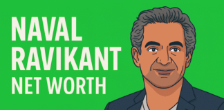 Featured graphic for 99signals article ‘Naval Ravikant Net Worth: Wealth Breakdown and Founder Playbook,’ showing illustration of Naval Ravikant with headline text on green background and 99signals logo.